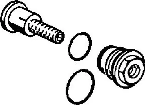 Hansatech-Bauteile mit Schraube und Dichtungen. Zwei ovale Dichtungen und eine Schraube sind abgebildet.